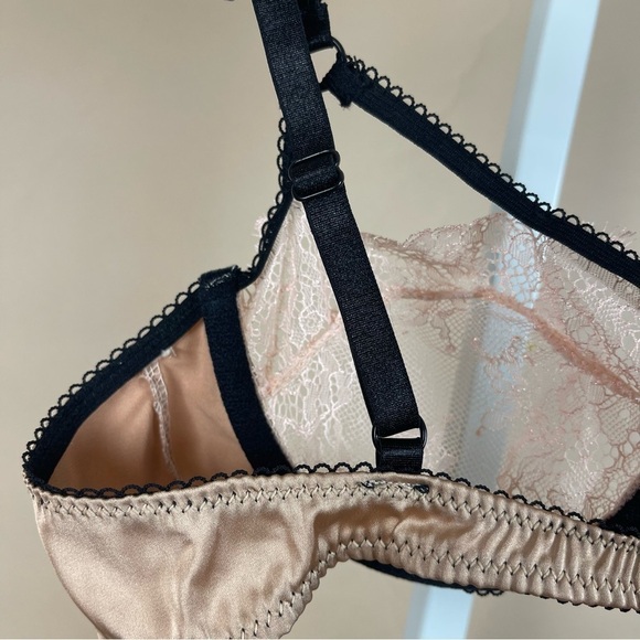 Nude Delicate 34B Lace Medium Wire Bra Sexy Sheer Date Wedding Night - Picture 6 of 7